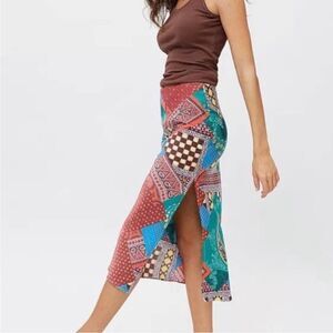 Urban outfitters‎ maise patchwork midi skirt xs